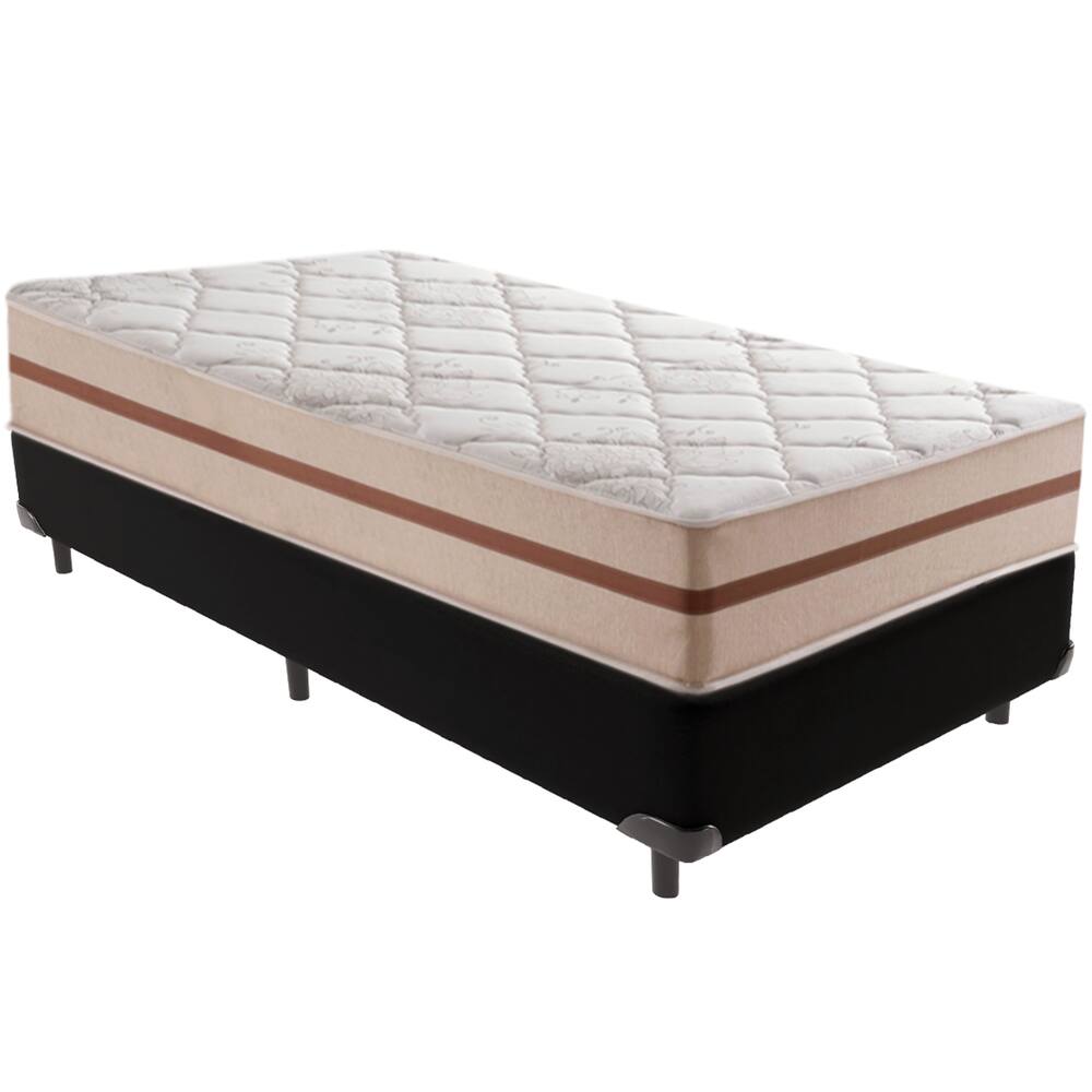 Cama Box Preto e Colchão Classic 22 cm Molas ensacadas Solteiro Anjos