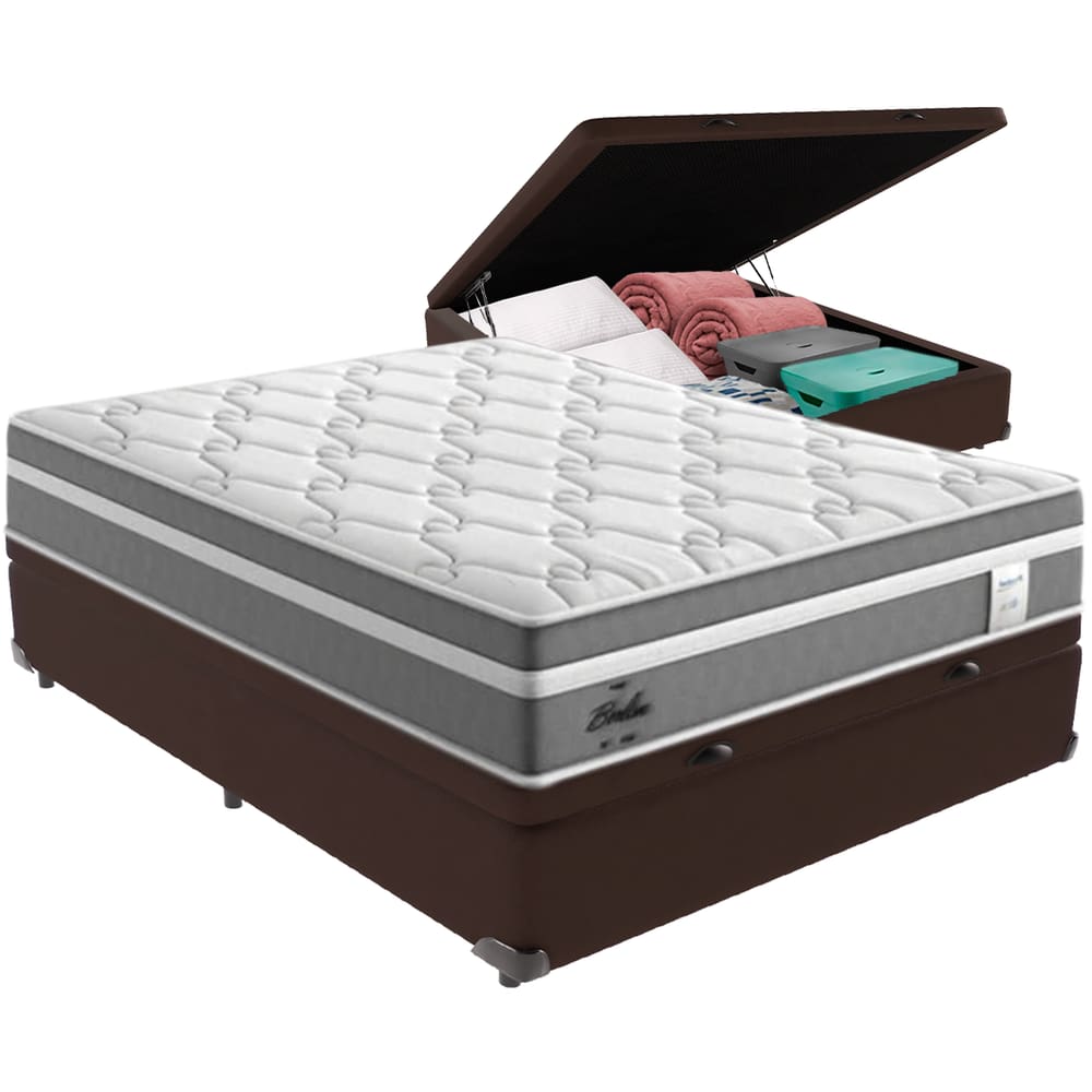Cama Box Baú e Colchão Berlim Molas Ensacadas Casal Probel