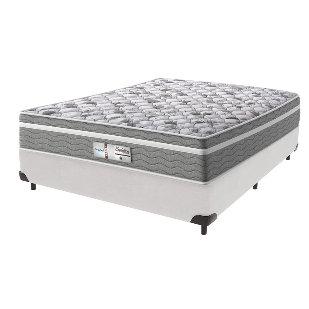 Cama Box Branco e Colchão Evolution Molas Ensacadas Viúvo Probel