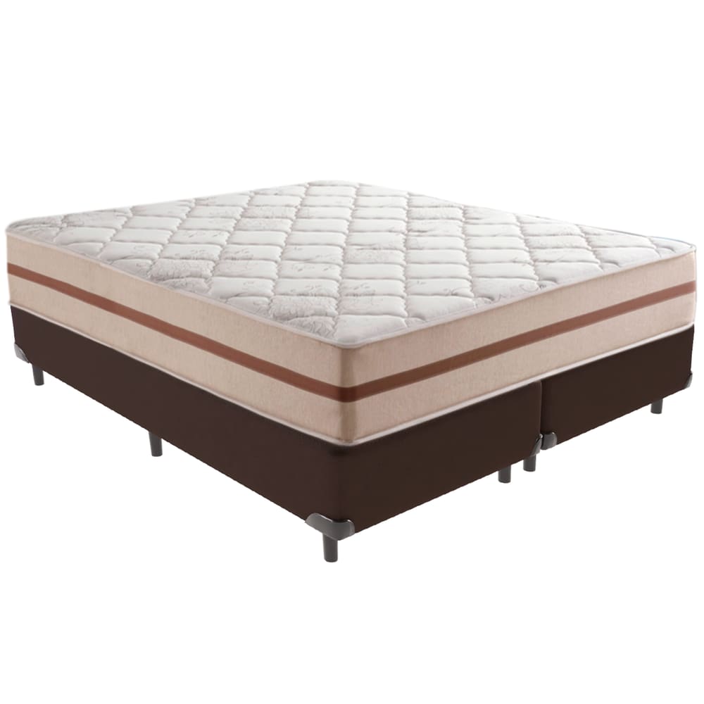 Cama Box Marrom e Colchão Classic 22 cm Molas ensacadas Queen Anjos