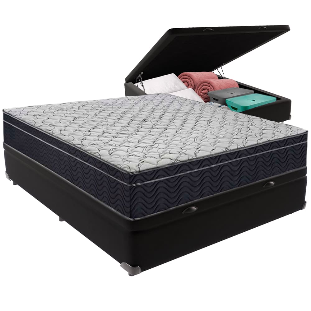 Cama Box Baú e Colchão Airtech 150 Espuma D45 Viúvo Ortobom