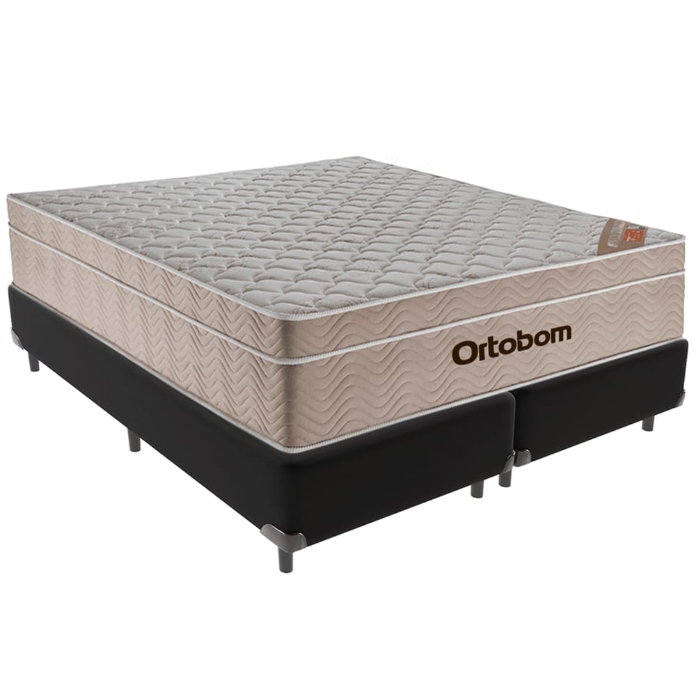 Cama Box Preto e Colchão Airtech Spring Molas Ensacadas Queen Ortobom