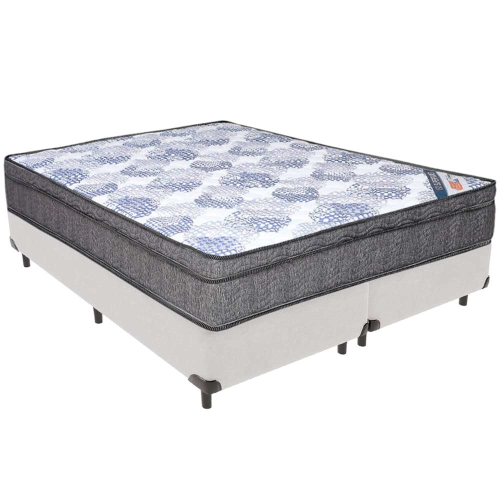 Cama Box Branco e Colchão ISO Molas Ensacadas Queen Ortobom