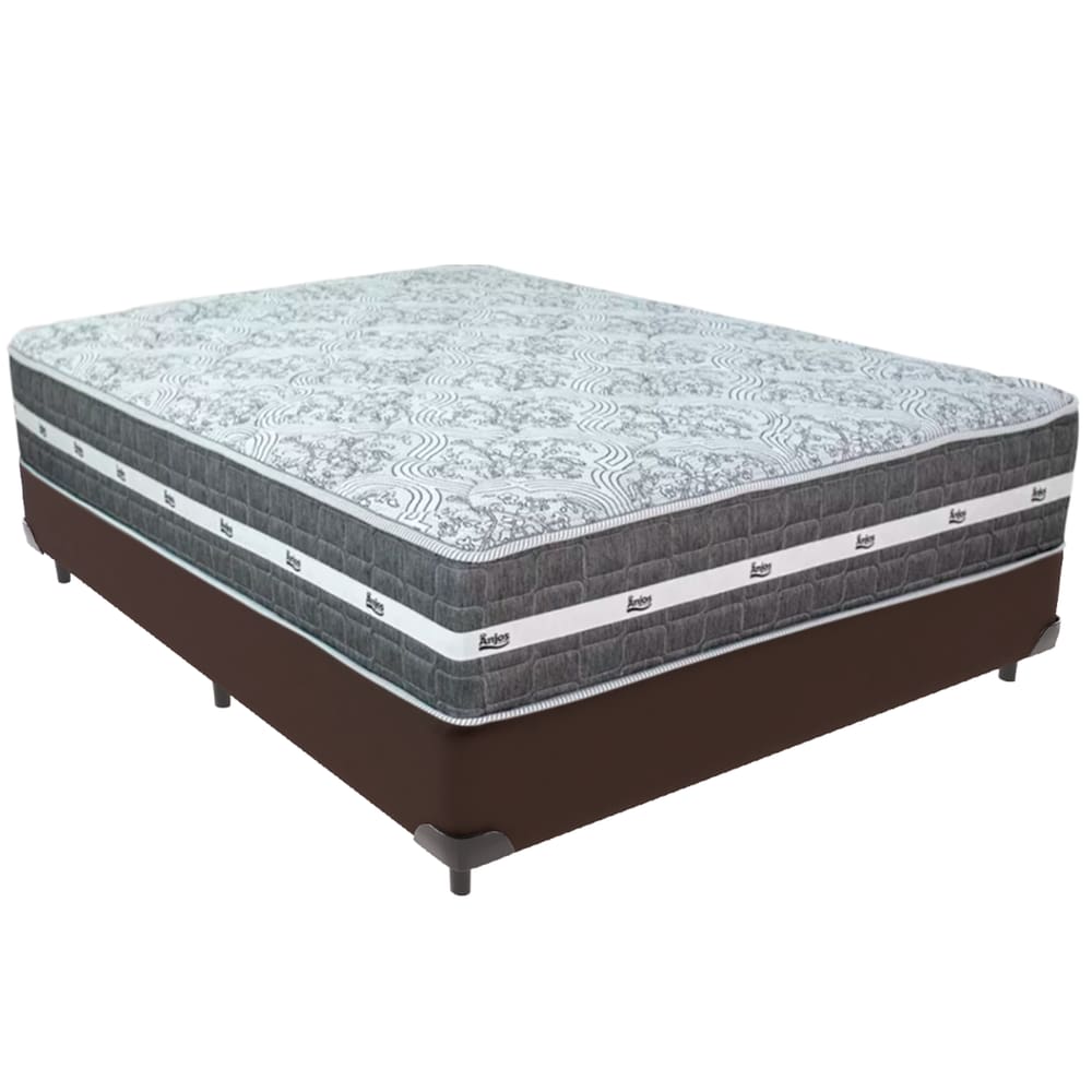 Cama Box e Colchão Black Graphite Molas Ensacadas Casal Anjos