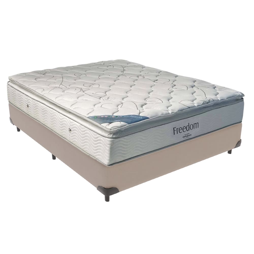 Cama Box e Colchão Freedom Molas Ensacadas Casal Ortobom