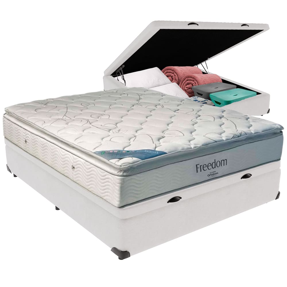 Cama Baú Colchão Casal Ortobom Freedom Espuma Viscoelástica