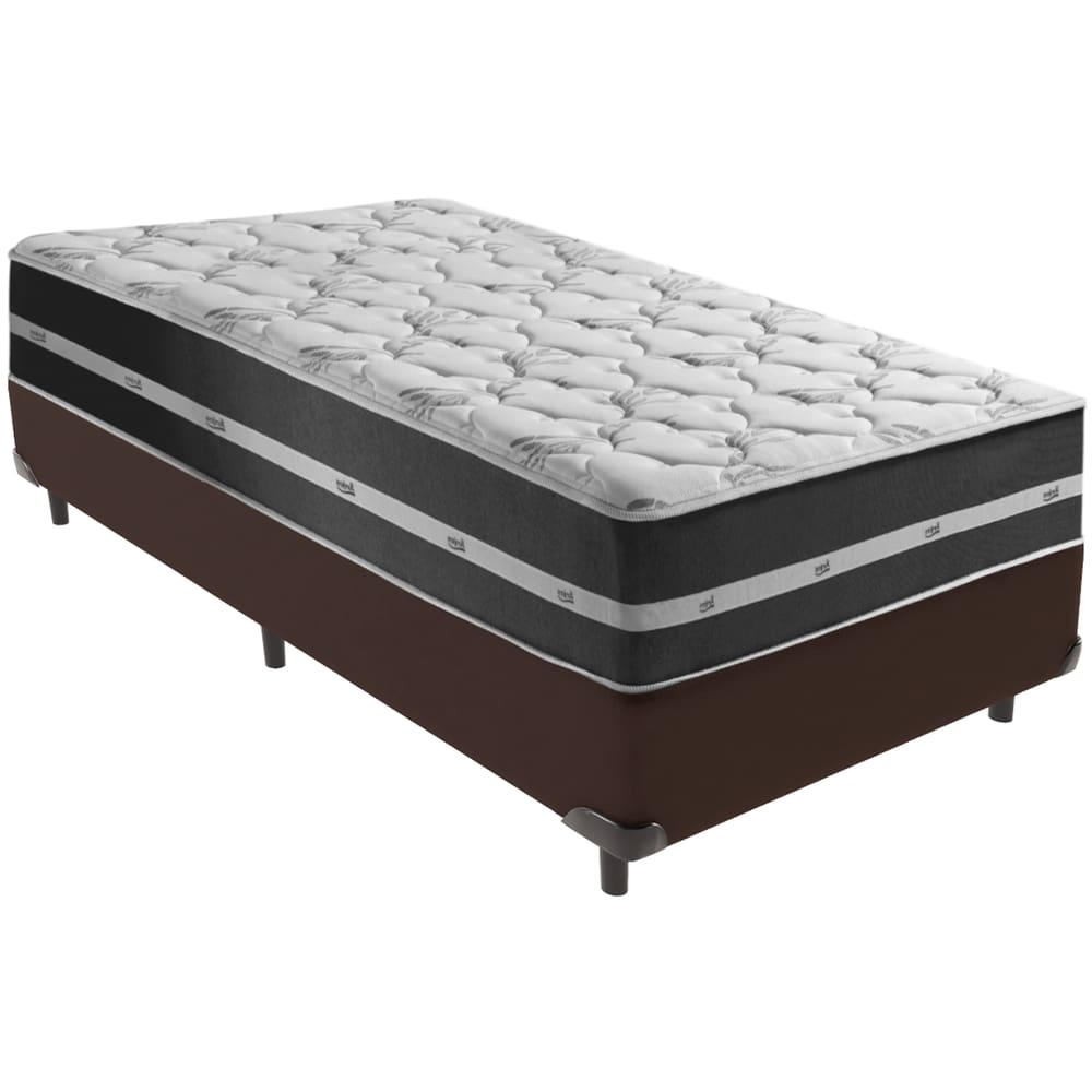 Cama Box e Colchão Classic Preto Molas ensacadas Solteiro Anjos