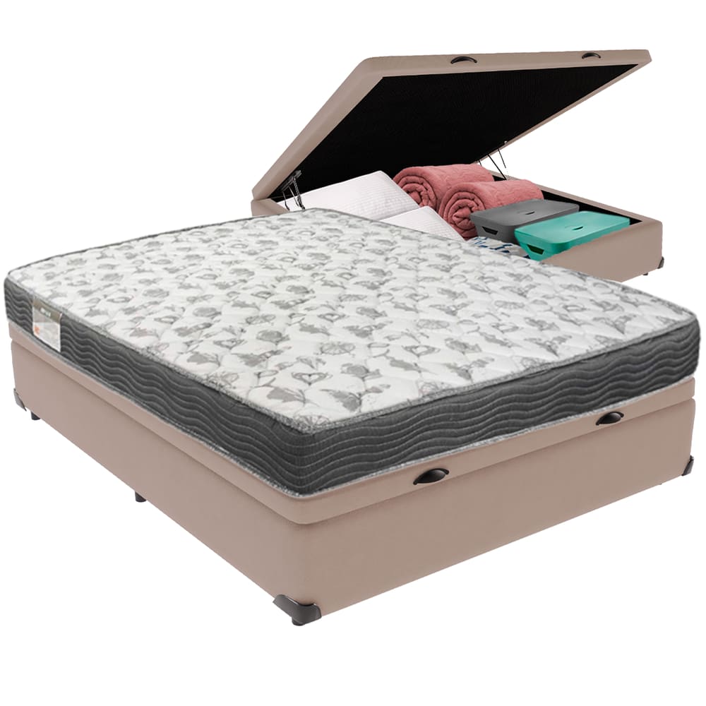 Cama Box Baú e Colchão ISO100 Espuma D33 Viúvo Ortobom