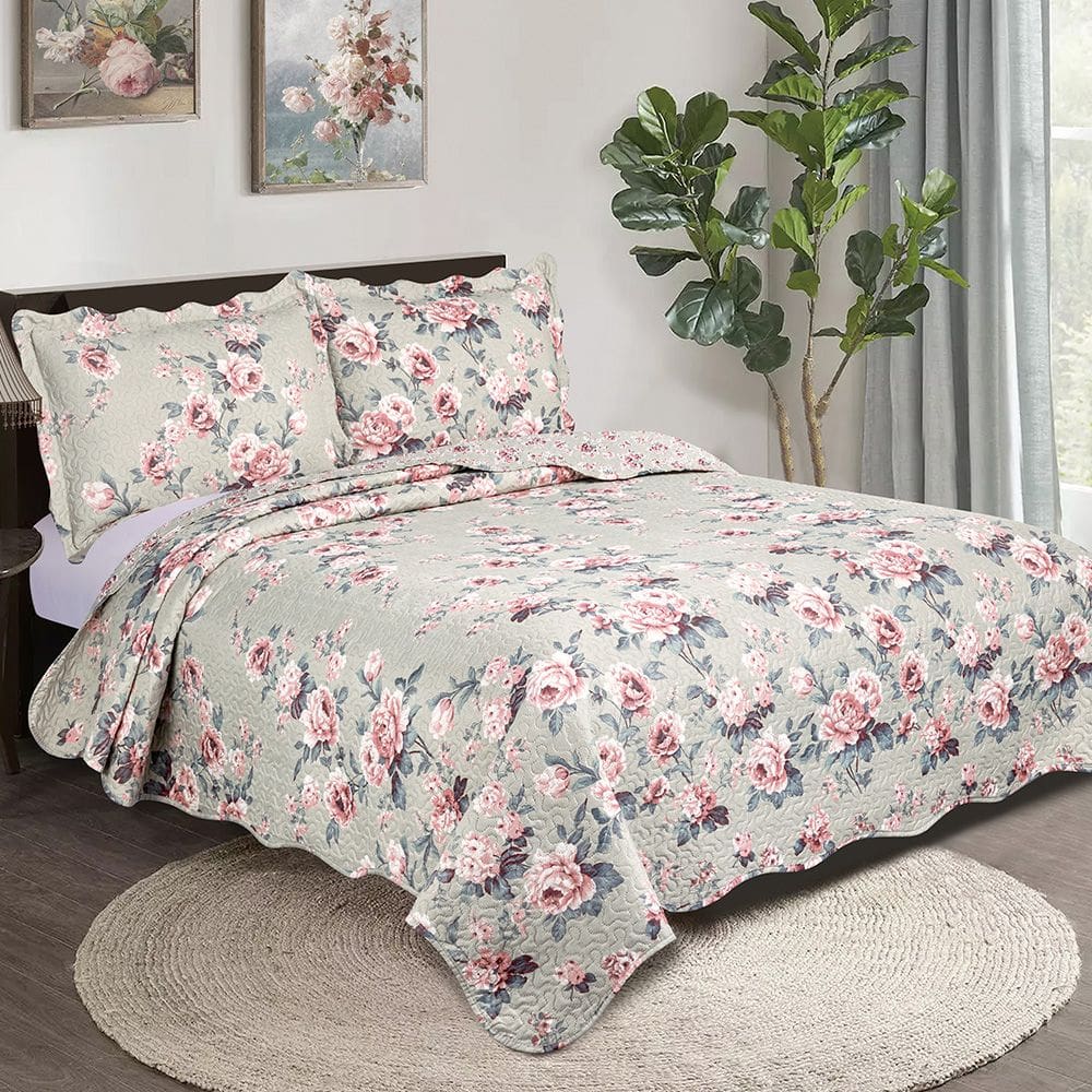 Colcha Cobre Leito Queen 3 Peça Dupla Face Estampada Camesa