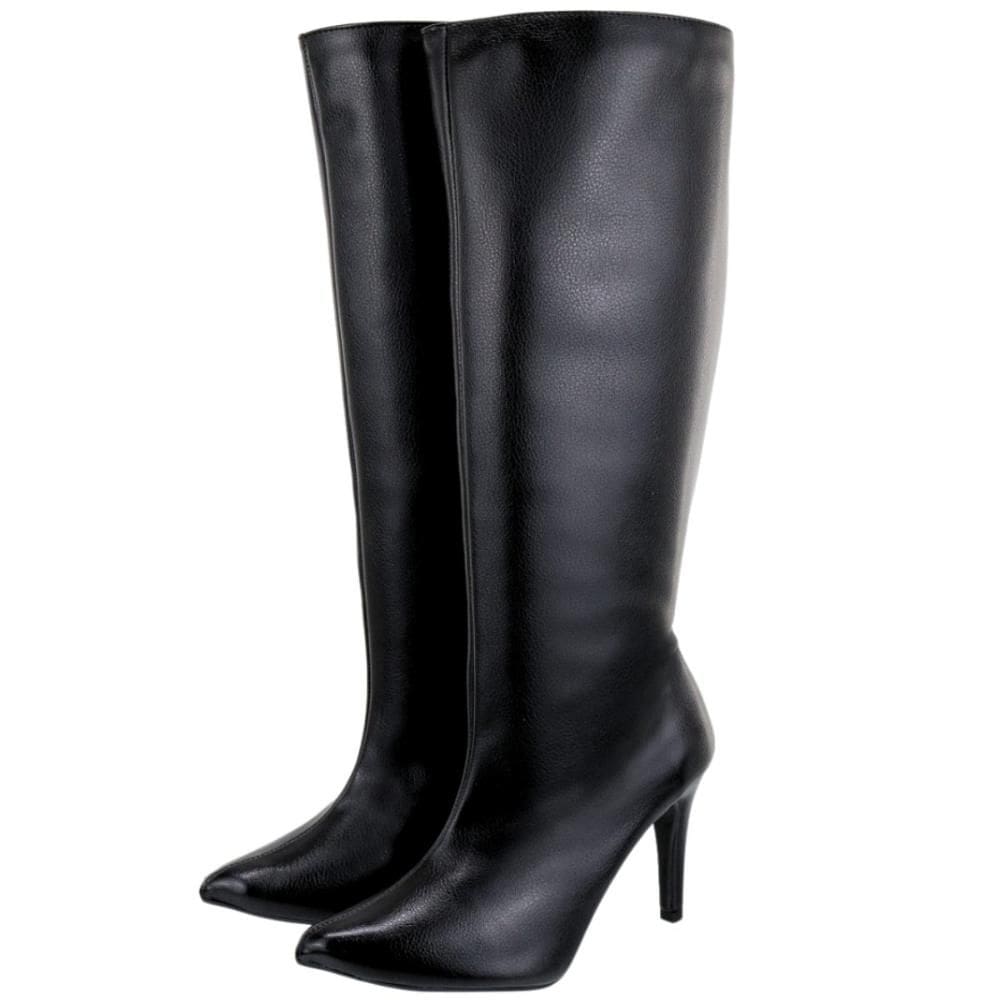 Bota Feminina Salto Fino Cano Alto Lisa Confortável