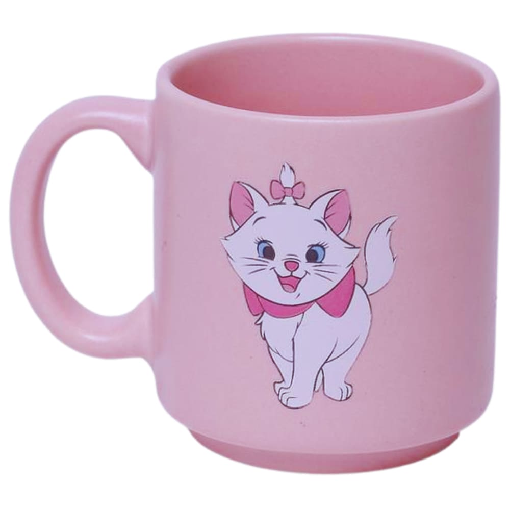 Mini Caneca Gata Marie Rosa Café Expresso Empilhável Cerâmica 100ML Oficial Disney
