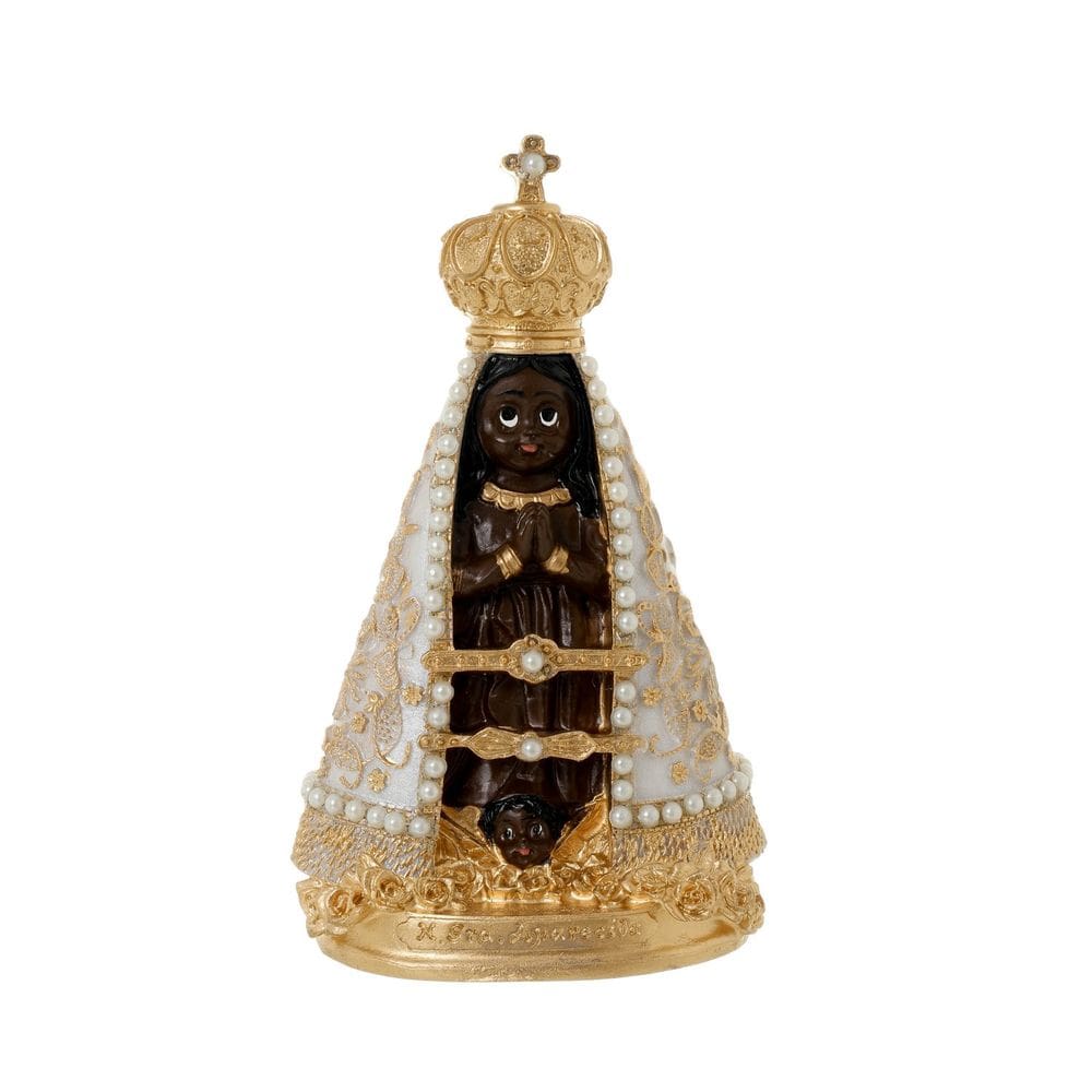Imagem Infantil de Nossa Senhora Aparecida em Resina com Pérolas 15cm