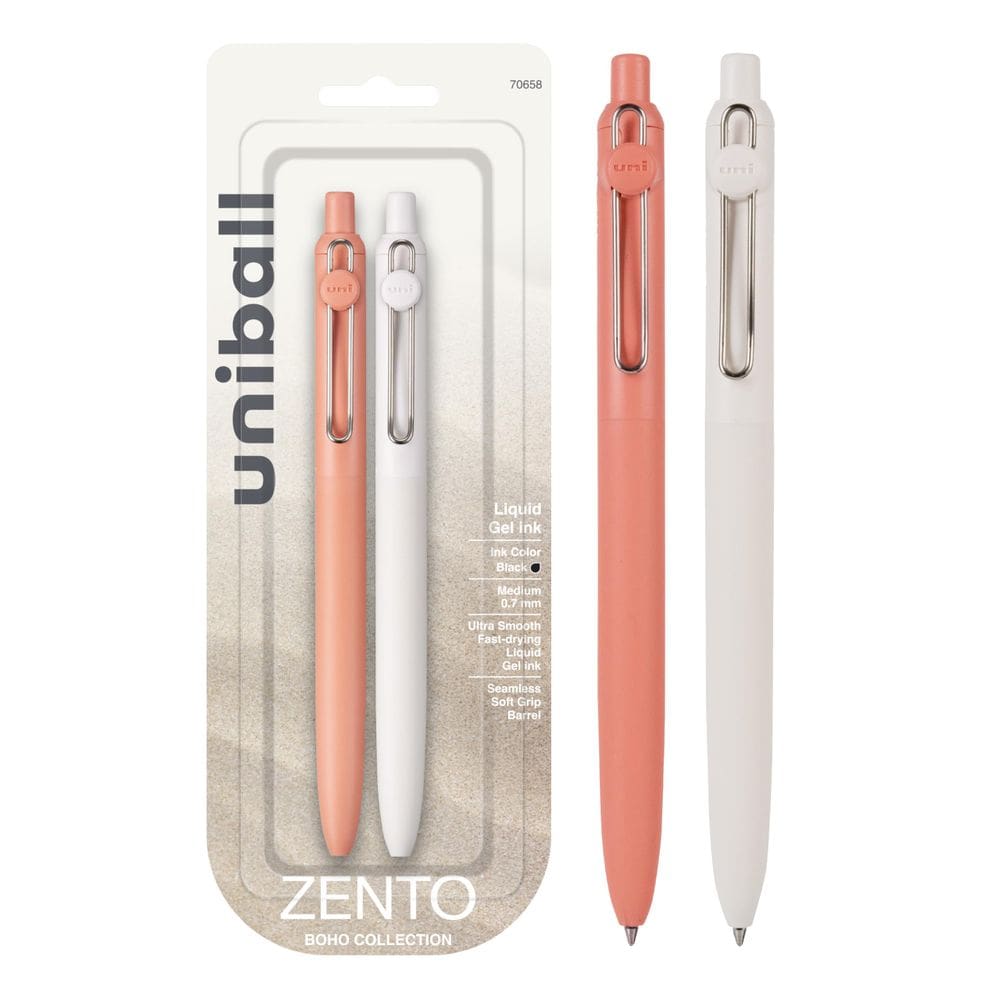Canetas esferográficas de tinta gel Uni-ball Zento 0,7 mm 2 pretas médias