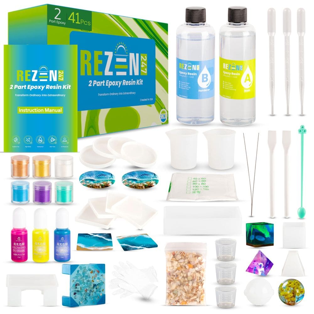Kit de arte em resina epóxi ZEN247 com moldes de conchas marinhas trituradas