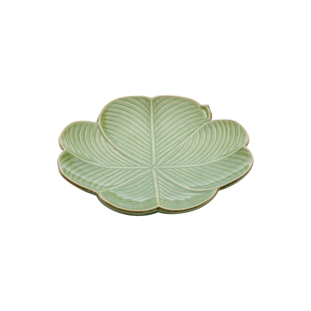 Travessa Decorativa de Cerâmica Trevo Quatro Folhas 26,5cm Lyor