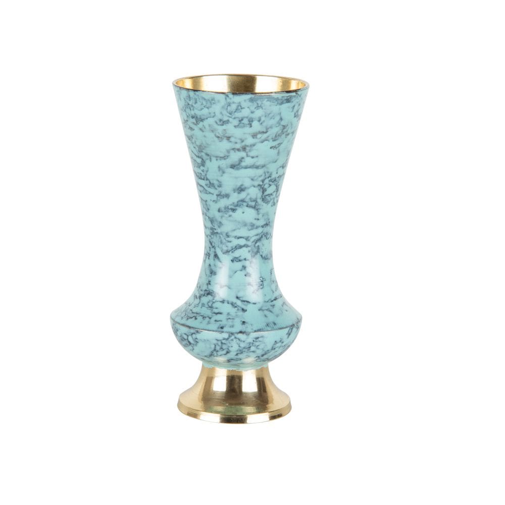 Mini Vaso Decorativo de Metal Azul e Dourado 10x4cm Royal Decor