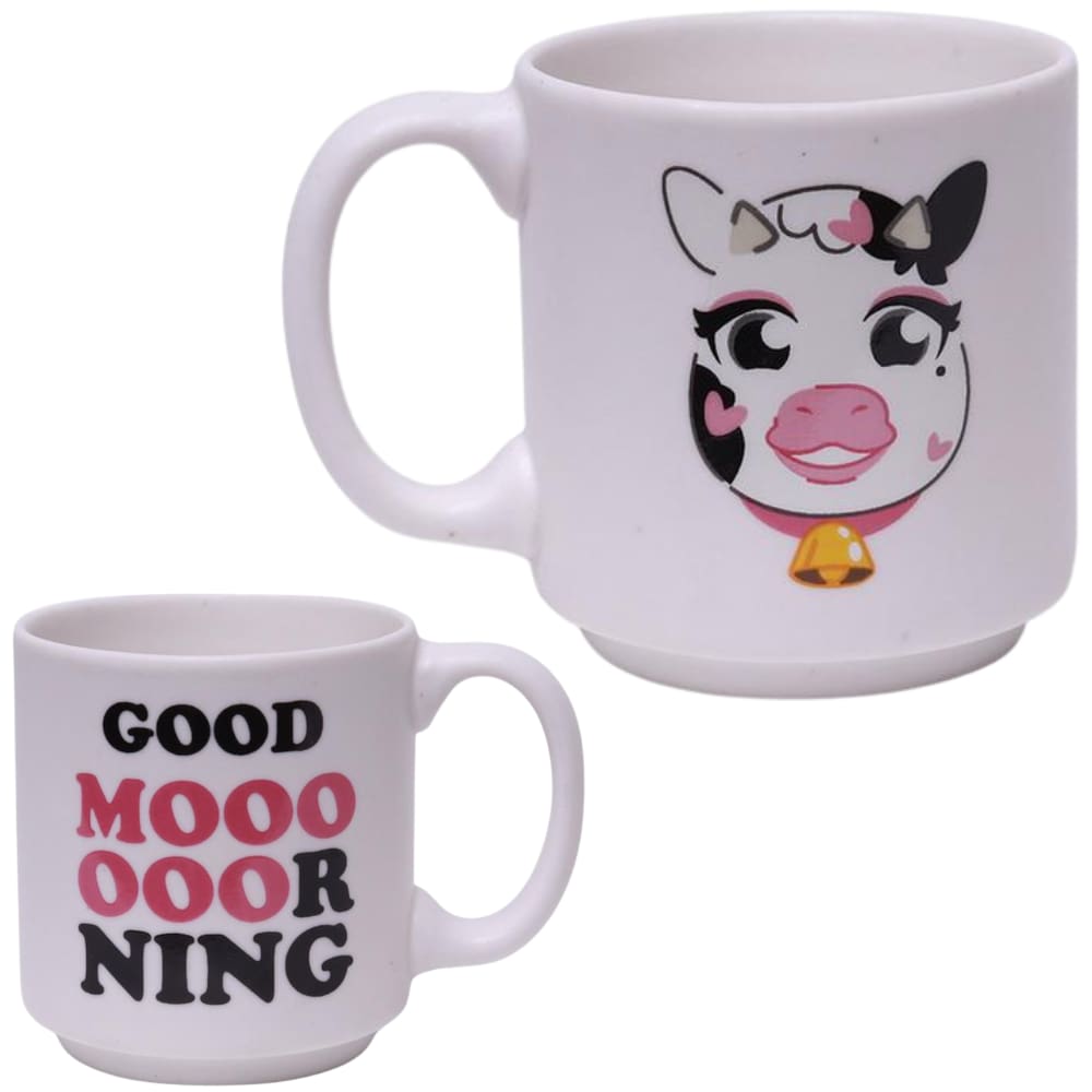 Mini Caneca Vaca Vaquinha Good Moooooorning Café Expresso Empilhável Cerâmica 100ML
