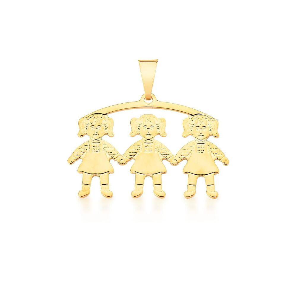 Pingente Filhos Meninas Liso Banhado A Ouro