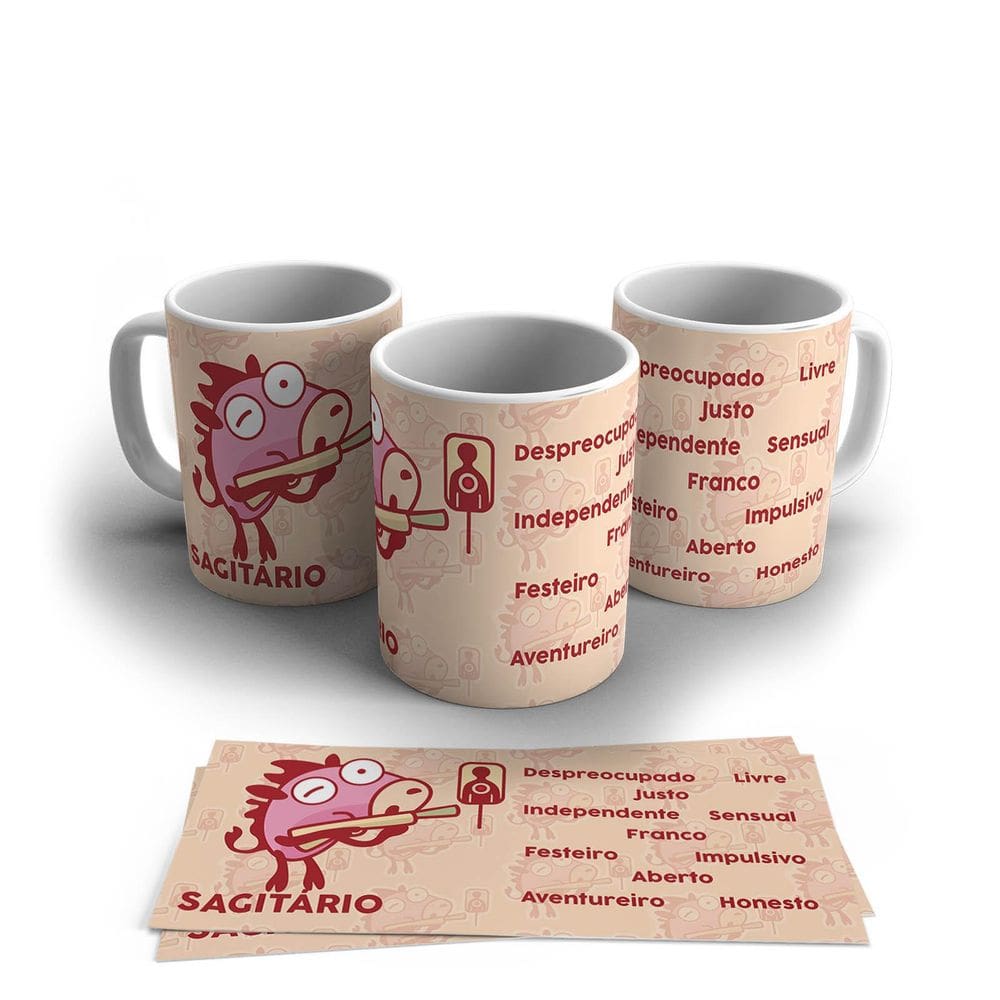Caneca Personalizada Cerâmica Signo Sagitário 325ml