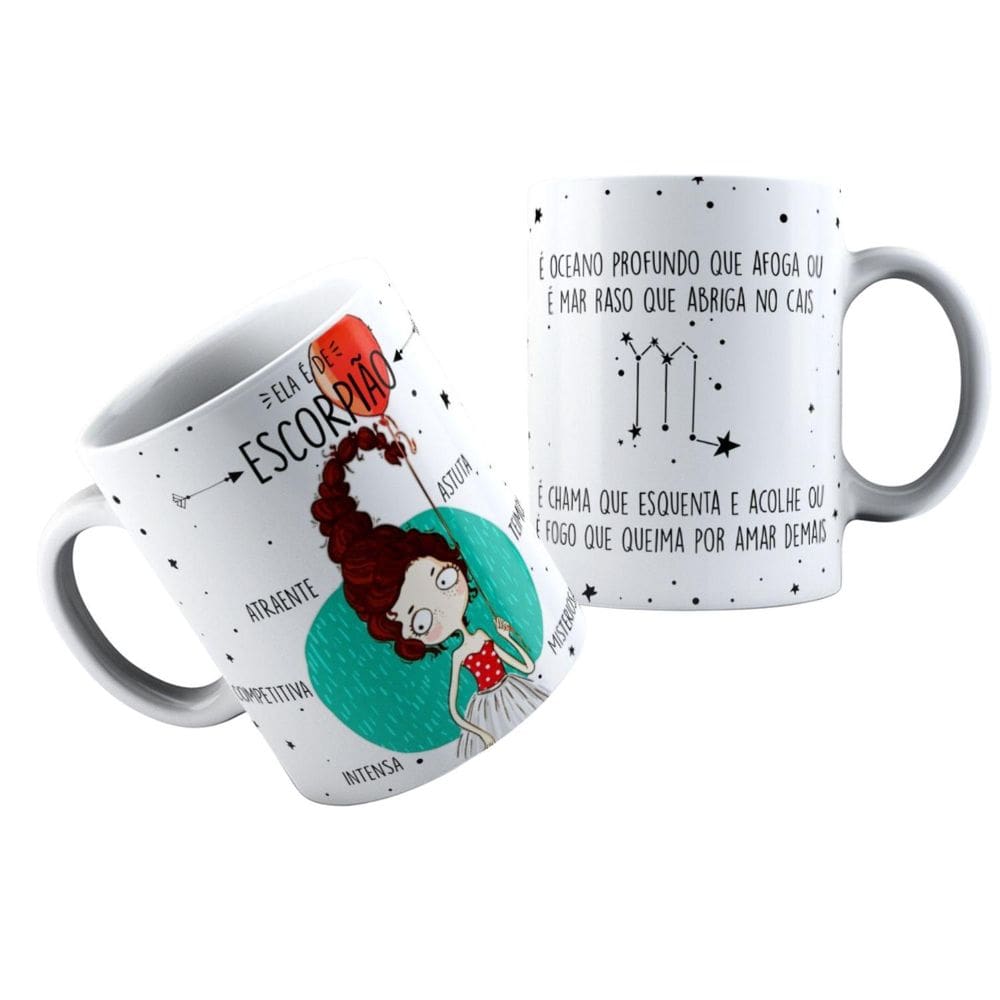 Caneca Porcelana Premium Personalizada Signo Escorpião 350Ml