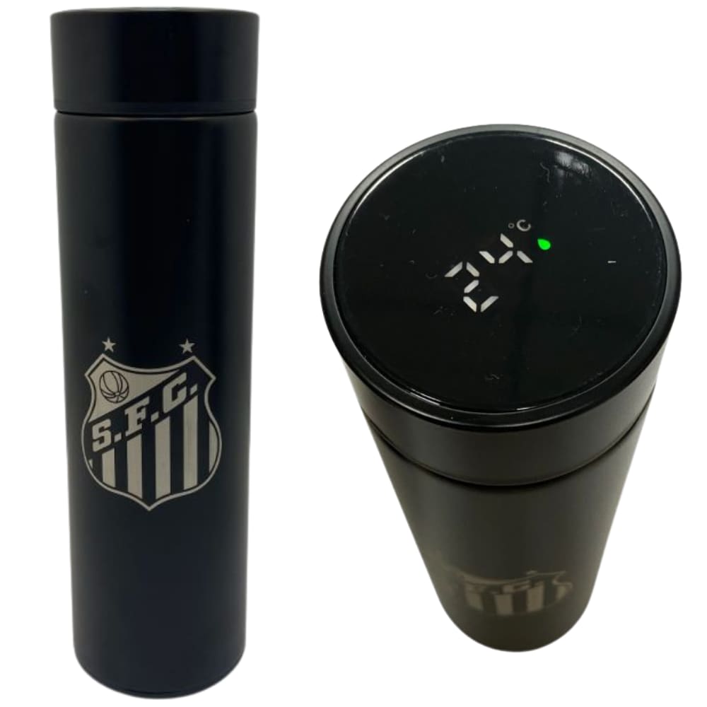 Garrafa Santos Térmica Quente Gelada 450ml Visor De Led Termômetro Oficial Peixe