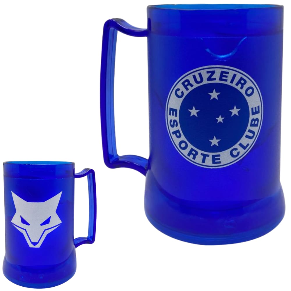 Caneca Cruzeiro Gel Azul Congelante 400 ML Oficial Escudo Raposa