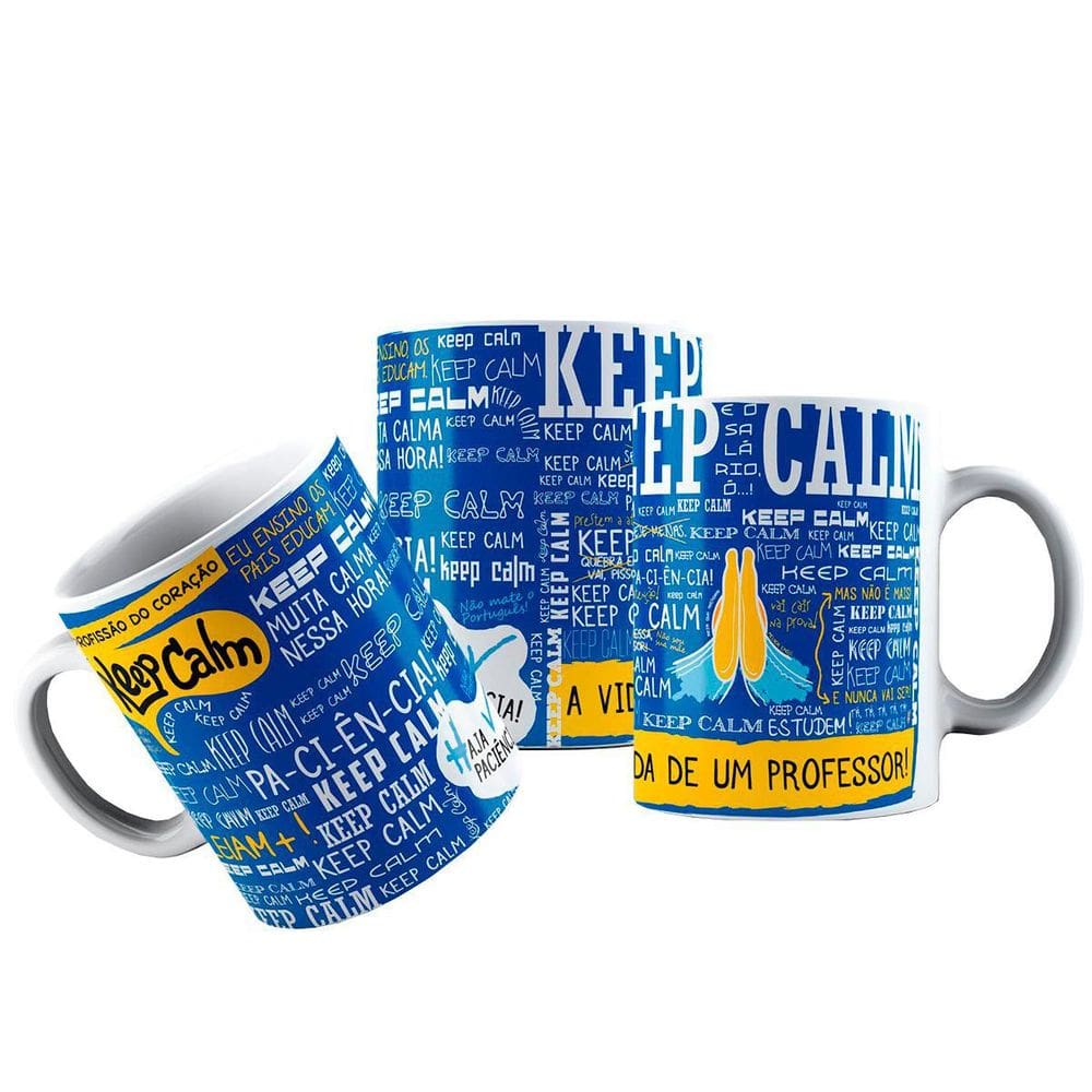 Caneca Cerâmica Keep Calm Vida De Professor Paciência