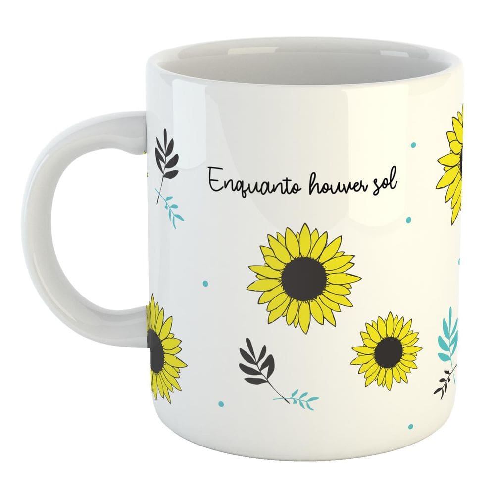 Caneca De Porcelana Girassol 300ml