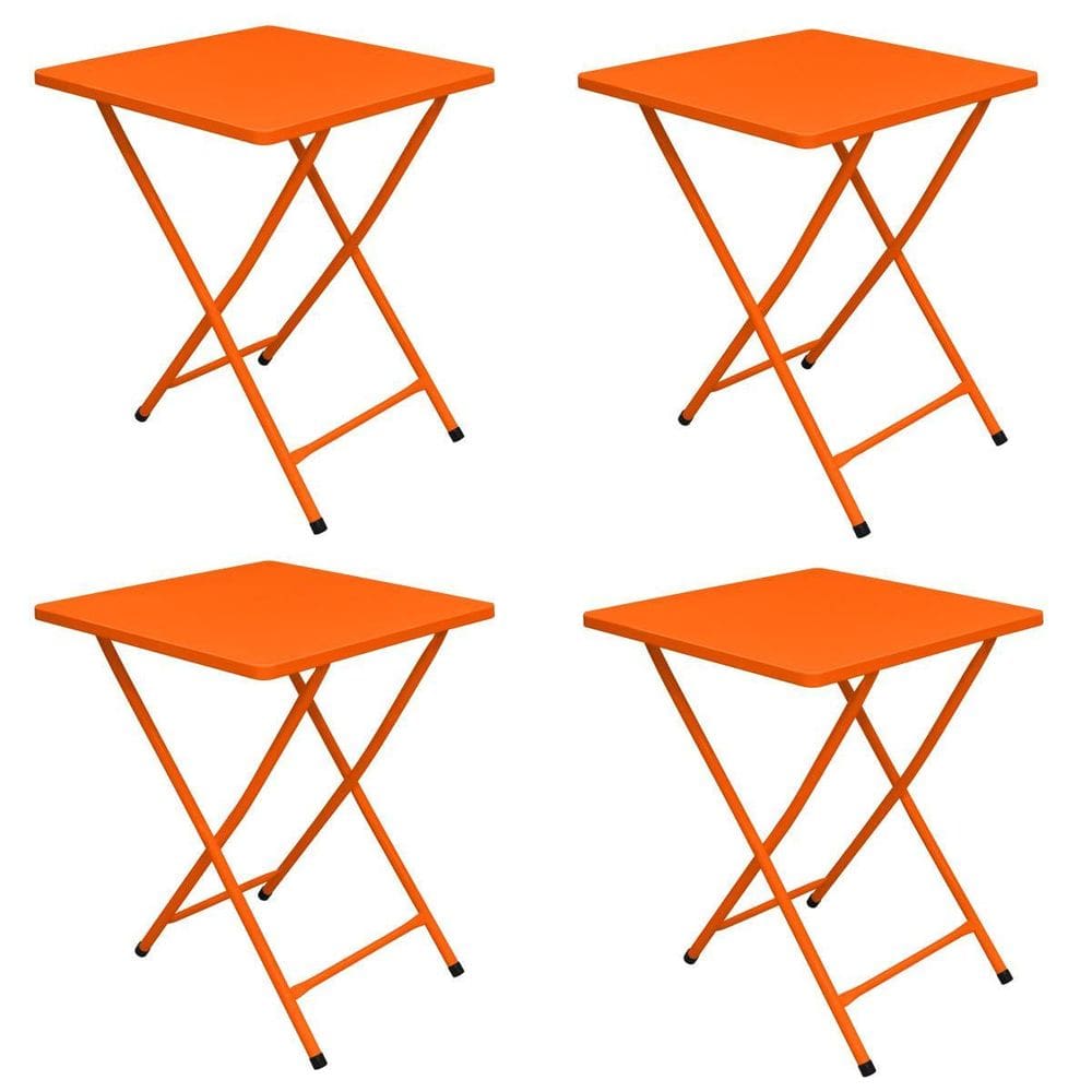 Conjunto 4 Mesa Dobrável Bar Restaurante Aço Ferro
