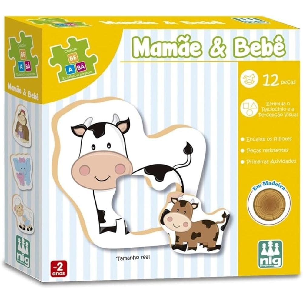 Jogo Educativo Mamãe & Bebê Encaixar Didático Quebra Cabeça