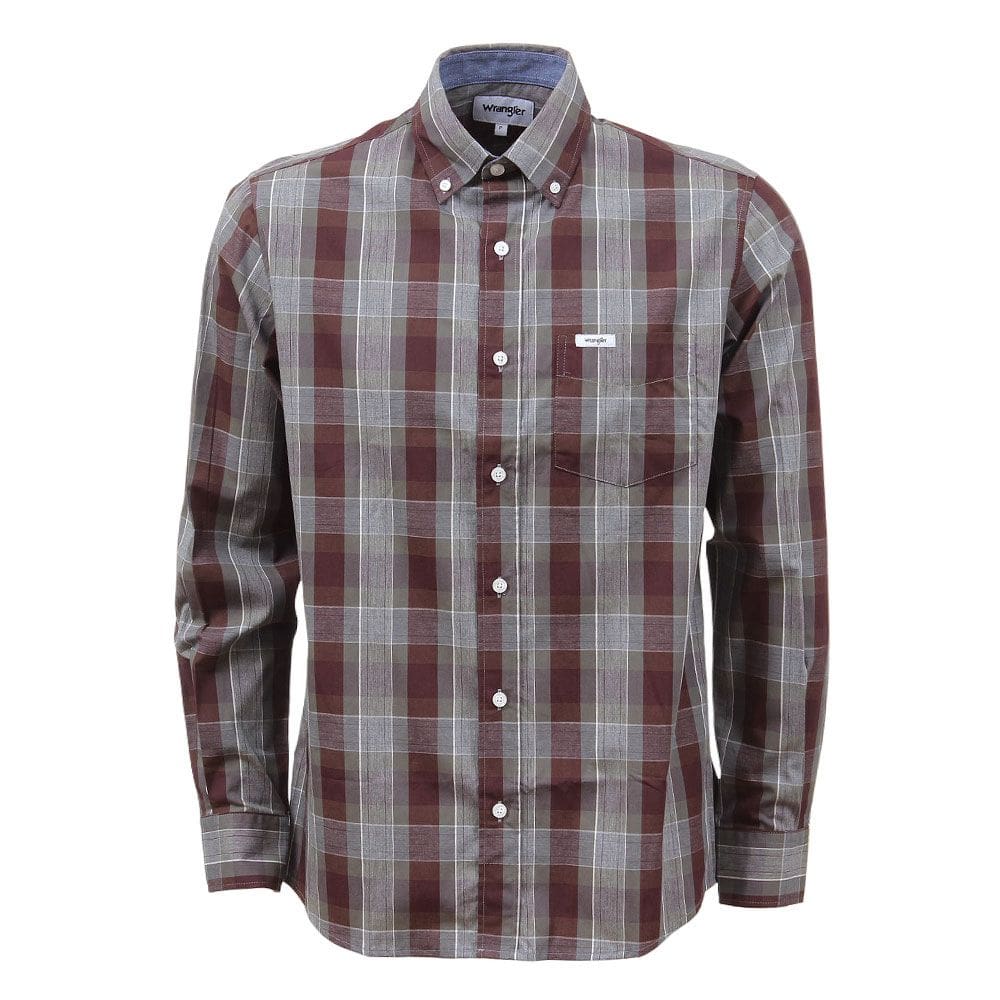 Camisa Masculina Xadrez Cinza Manga Longa Wrangler 37793