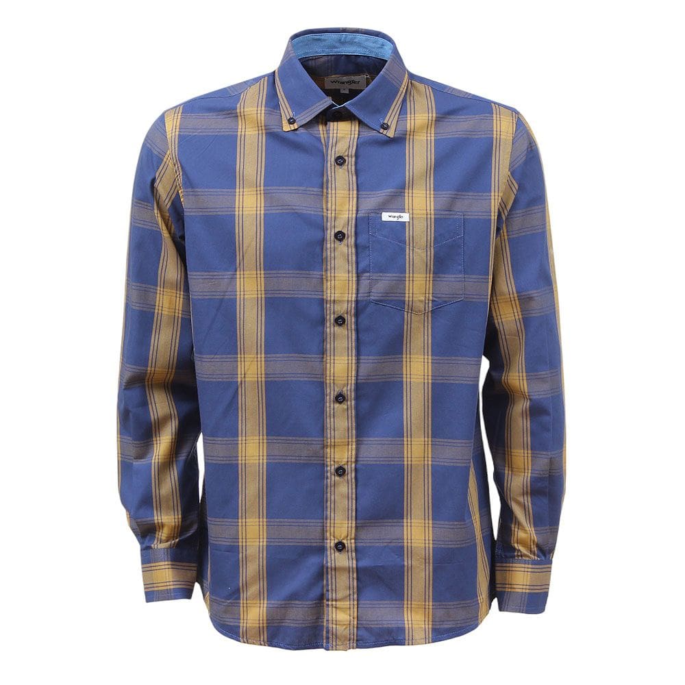 Camisa Masculina Xadrez Azul Manga Longa Wrangler 37788