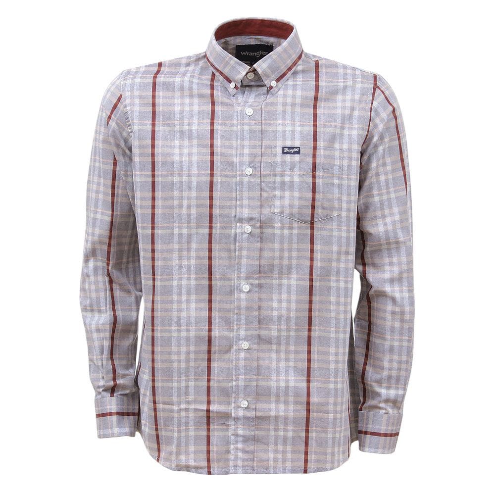 Camisa Masculina Xadrez Cinza Manga Longa Wrangler 37795