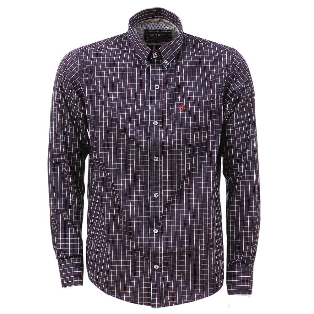 Camisa Masculina Xadrez Manga Longa Azul Marinho Tuff 37769
