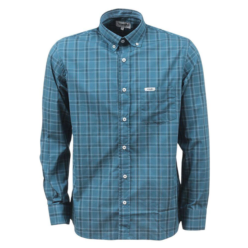 Camisa Masculina Xadrez Azul Manga Longa Wrangler 37813