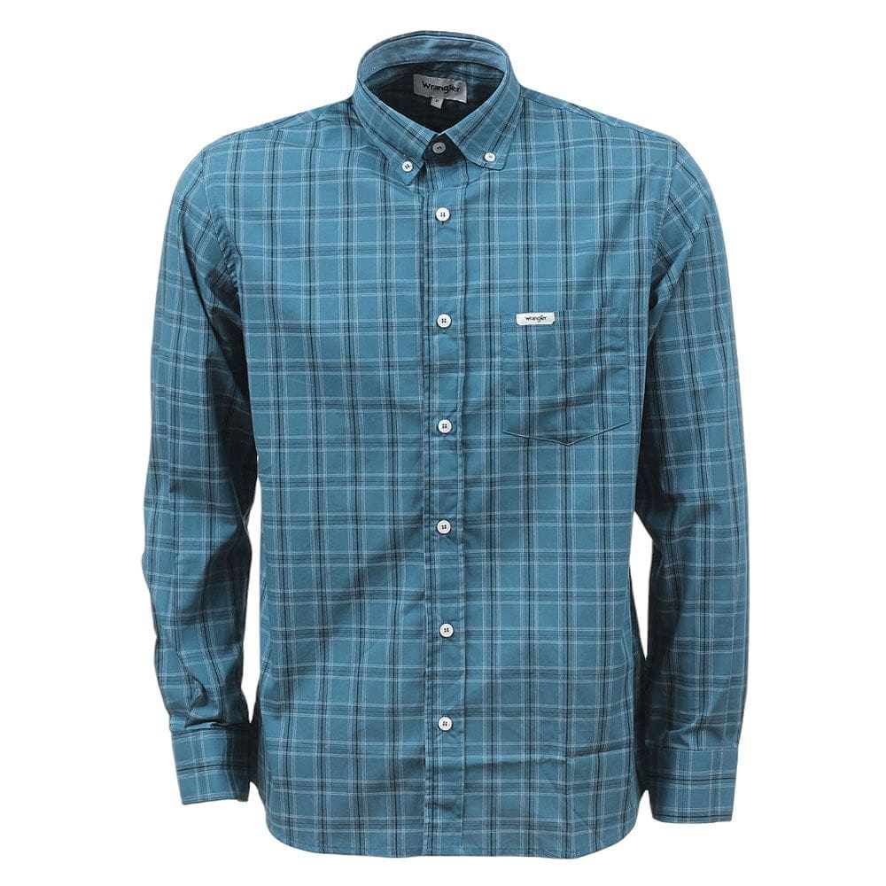 Camisa Masculina Xadrez Azul Manga Longa Wrangler 37813