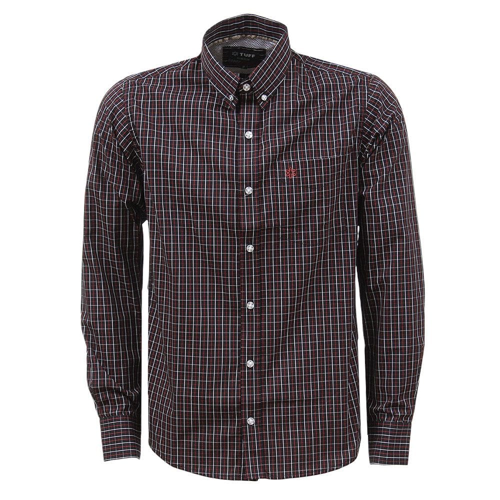 Camisa Masculina Xadrez Manga Longa Preta Tuff 37768