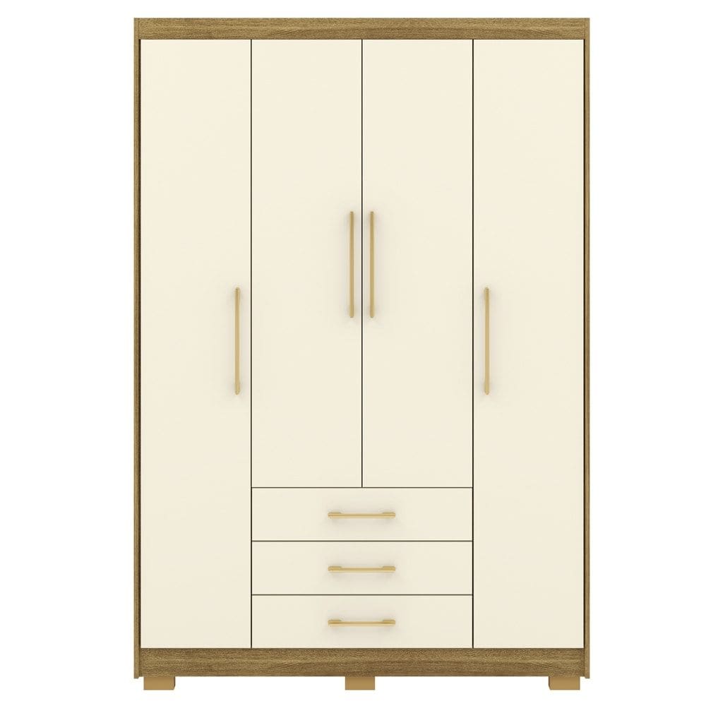 Guarda Roupa Solteiro 120 cm 4 Portas 10088 Nature Champanhe VLR