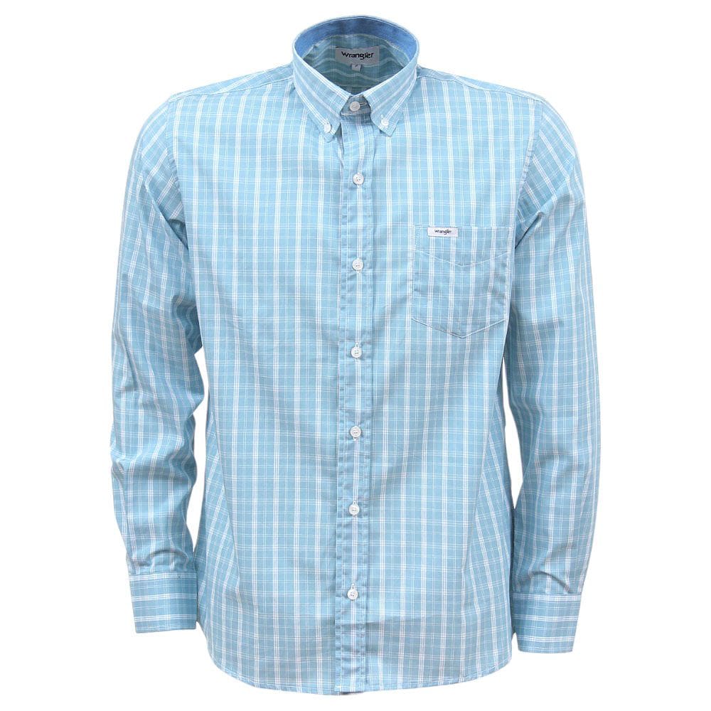 Camisa Masculina Xadrez Azul Manga Longa Wrangler 37784