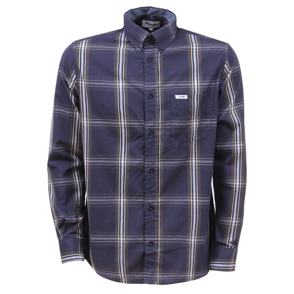 Camisa Masculina Xadrez Azul Manga Curta Wrangler 37786