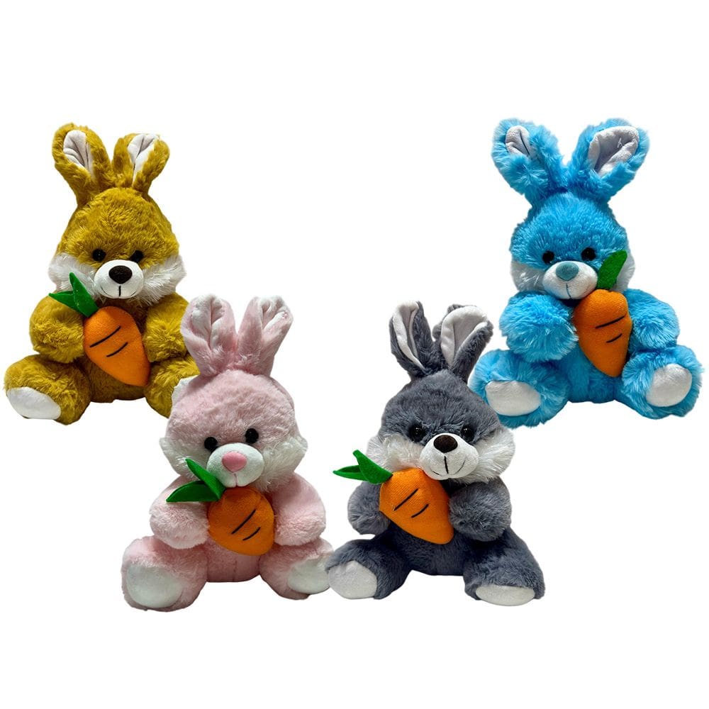 Coelho De Pelucia Com Cenoura Fofo Decoração 25cm