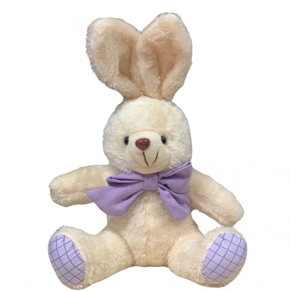 Coelho De Pelúcia Com Gravata Páscoa lilás 32cm un Cromus