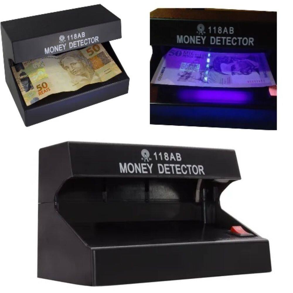 Identificador Cedulas Dinheiro Falso Bivolt Uv Luz Negra Selos Money Detector Notas Falsas
