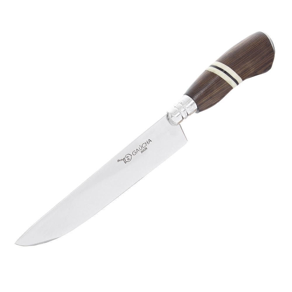 Faca em Aço Inox com Cabo de Madeira e Osso com Bainha Facas Gaúcha 30142