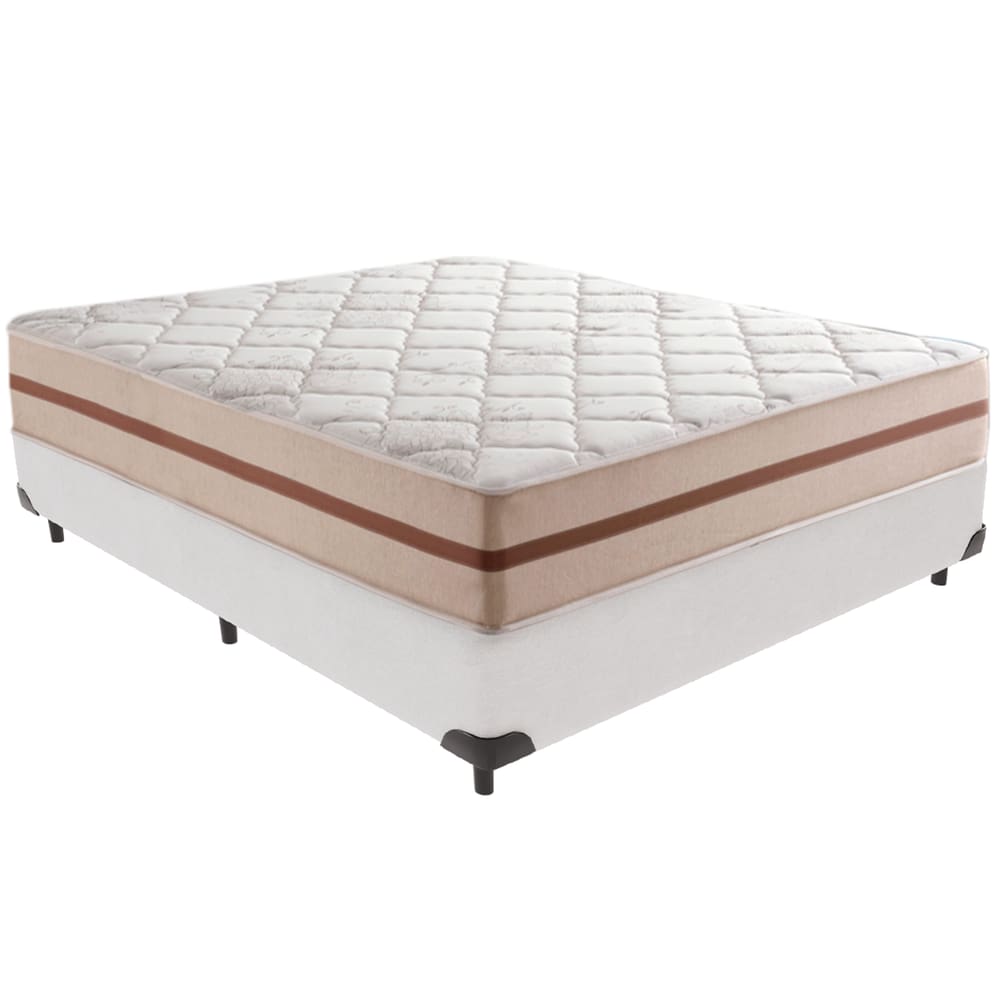 Cama Box Branco e Colchão Classic 26 cm Molas ensacadas Casal Anjos