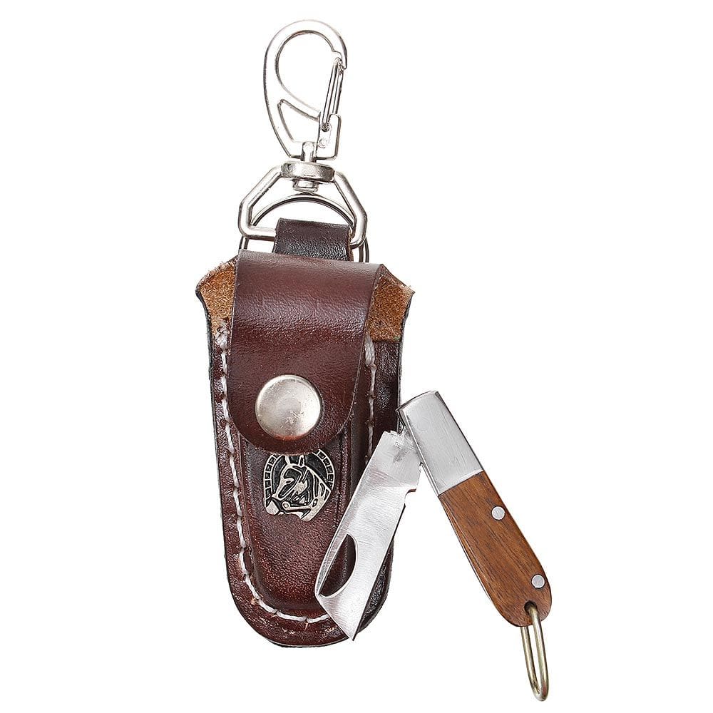 Mini Canivetee de Bolso com Cabo de Madeira A Master Inox e Bainha de Couro 31138