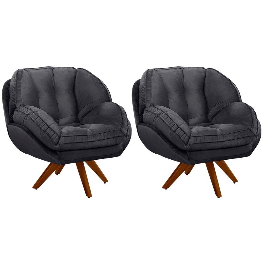 Kit 2 Poltronas para Sala e Escritório Base Giratória Vitória