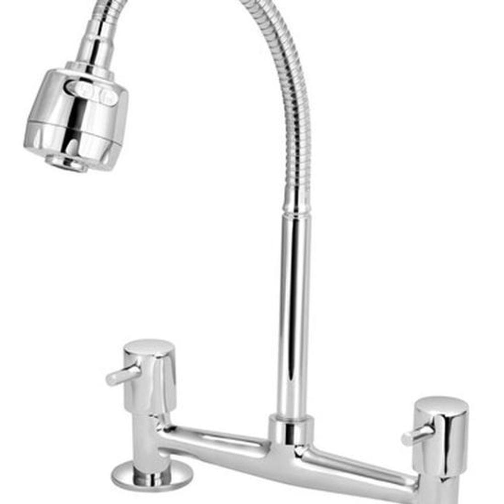 Torneira De Mesa Cozinha Gourmet Com Misturador Steel Flex