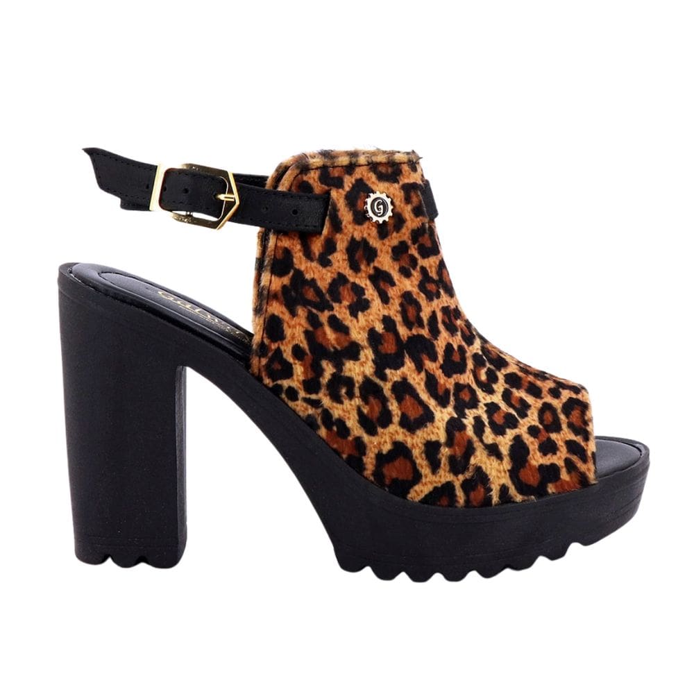 Sandália Feminina Salto Alto Grosso Onça Moda Clássica Linda