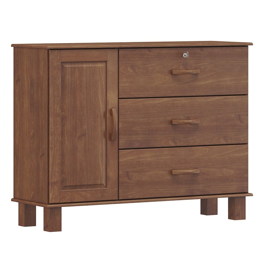 Comoda 3G 1P Madeira Maciça 118 cm 1139 Imbuia Milani Store